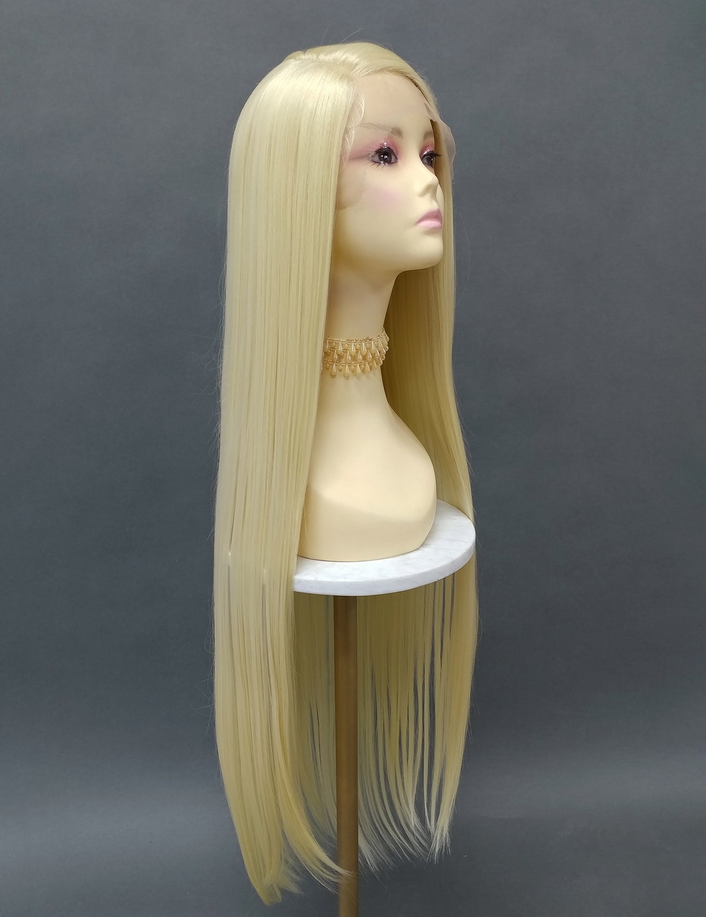 HD Lace Front Side Part Long Straight Blonde Heat Resistant Wig 40 Inch [Rayven-613]