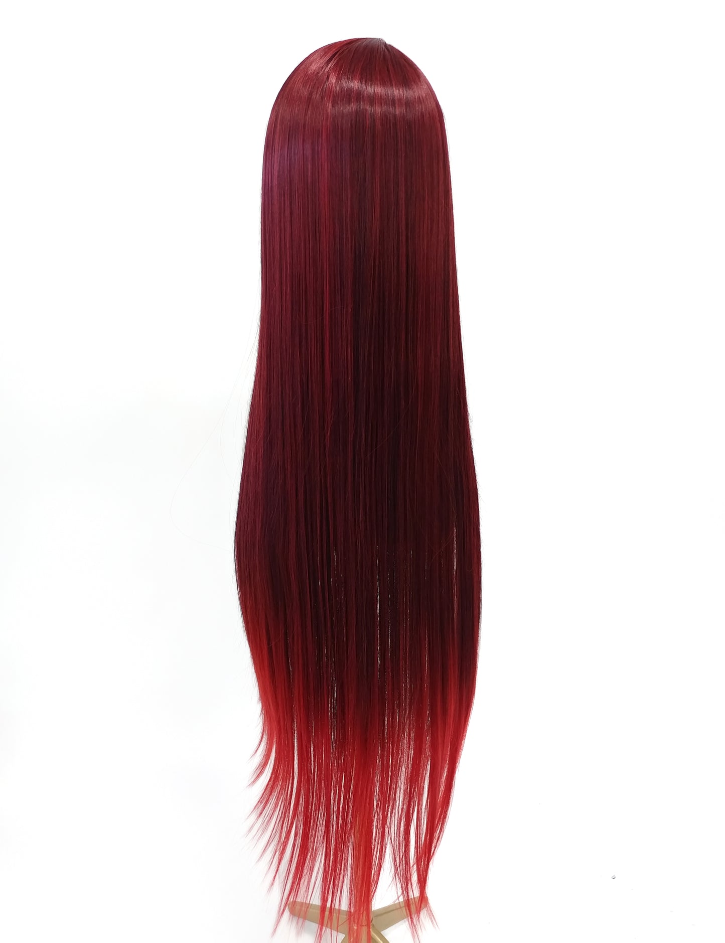 HD Lace Front Side Part Long Straight Red Heat Resistant Wig 40 Inch [Rayven-JewelRed]