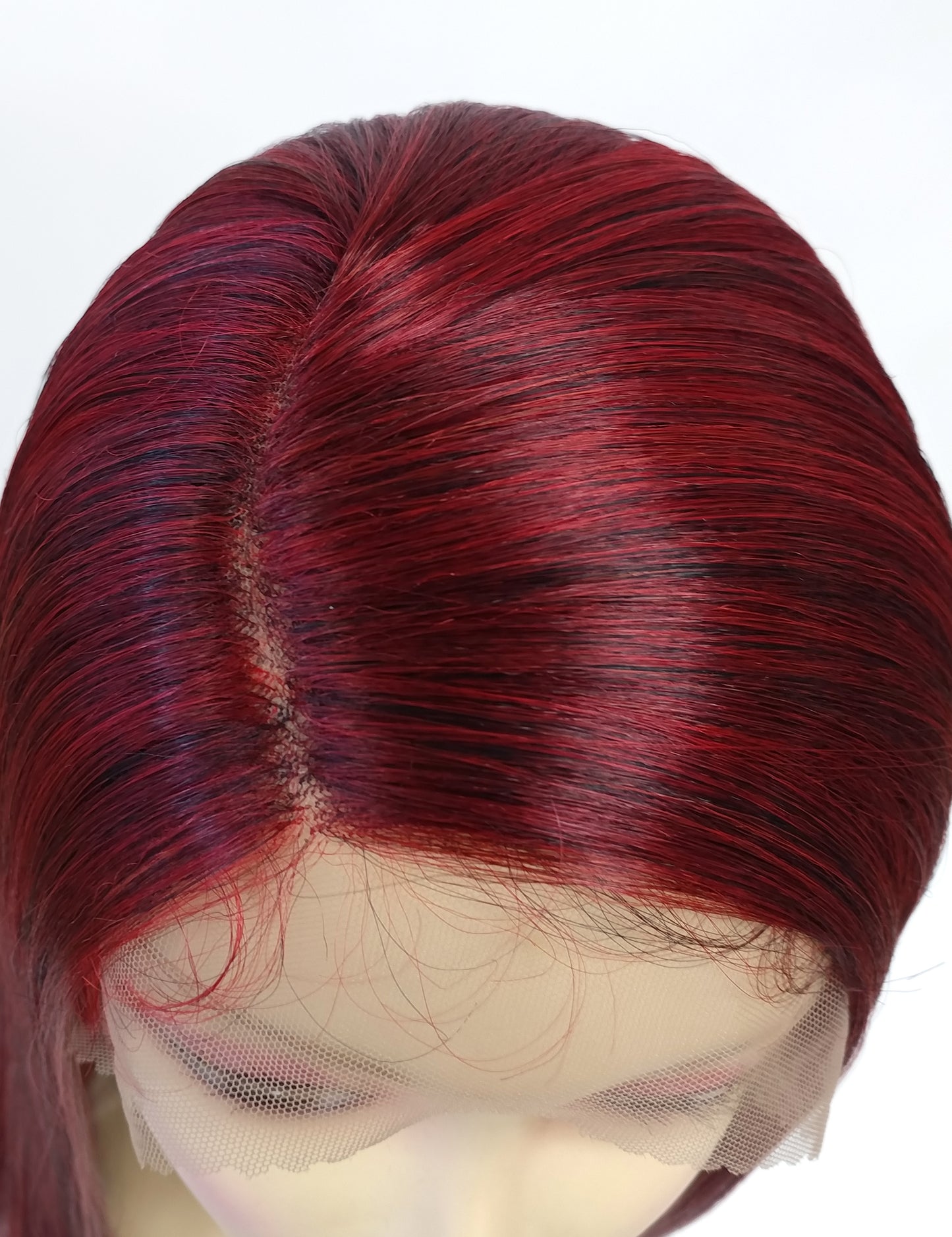 HD Lace Front Side Part Long Straight Red Heat Resistant Wig 40 Inch [Rayven-JewelRed]