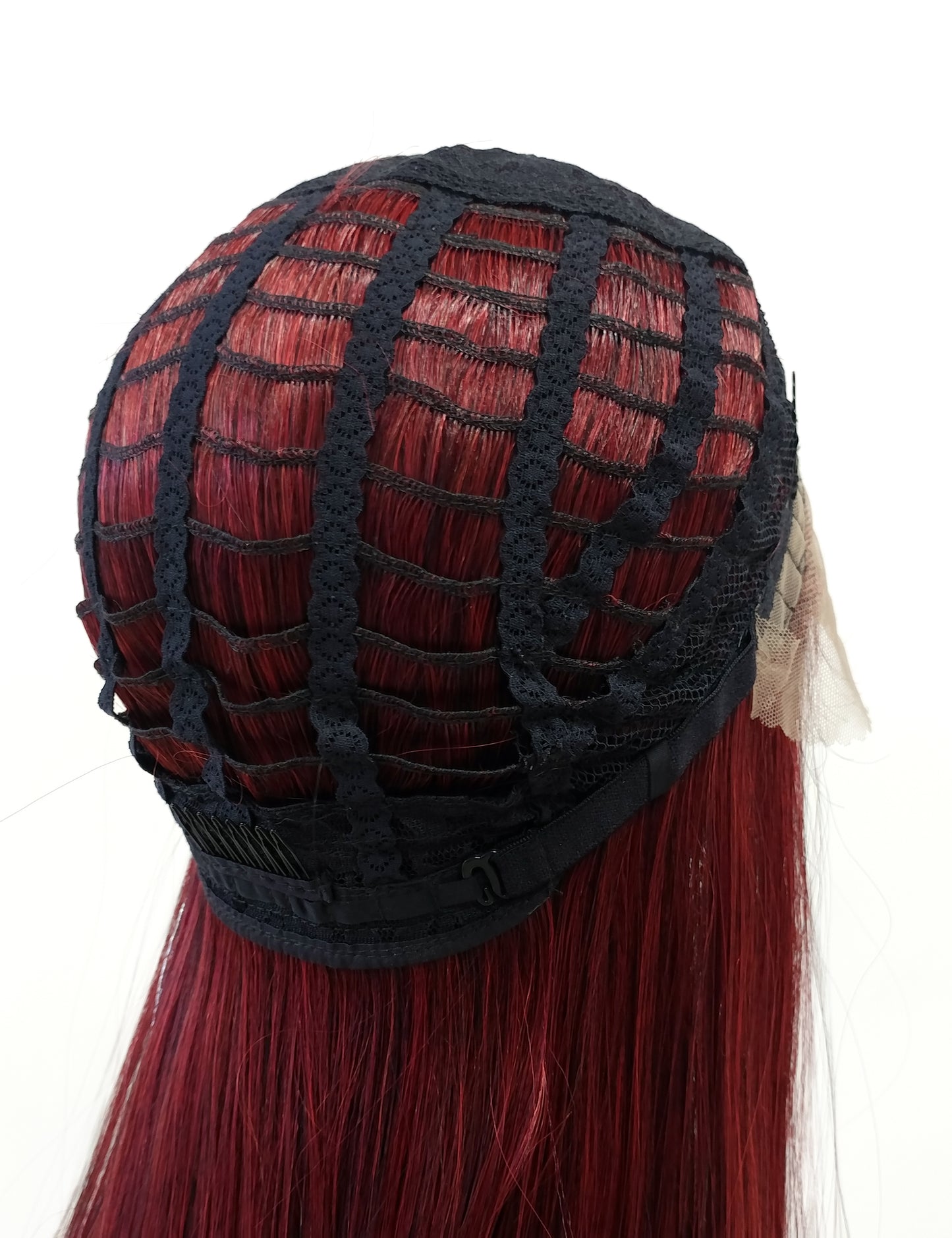 HD Lace Front Side Part Long Straight Red Heat Resistant Wig 40 Inch [Rayven-JewelRed]